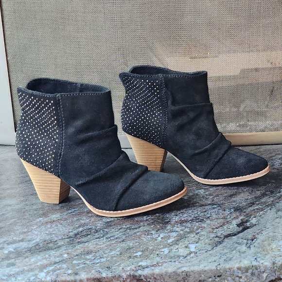 Splendid Black Suede Studded Country Western Booties Size 6.5M - Picture 1 of 16
